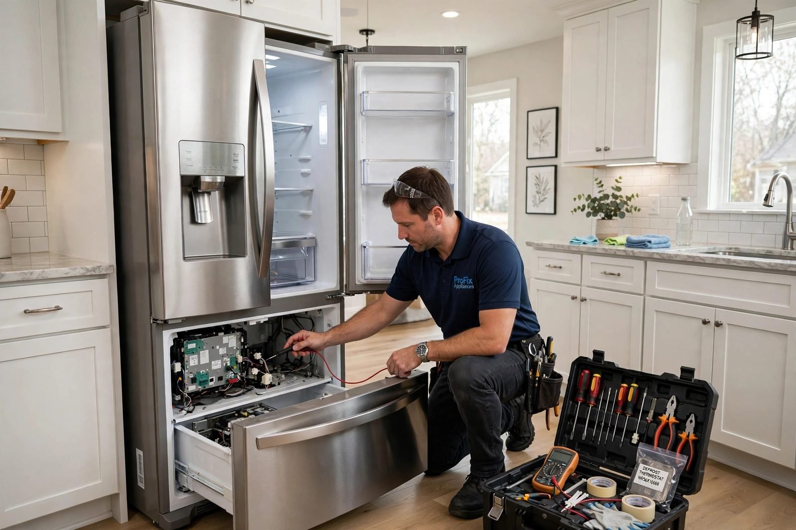 Nest Appliance Repair technician repairing a refrigerator