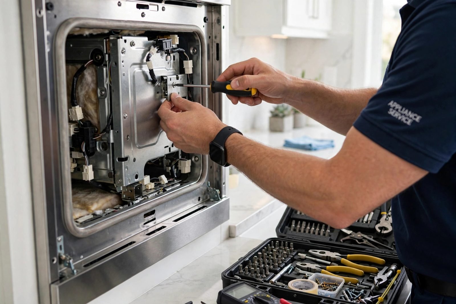 Technician repairing a oven in Sarasota, FL