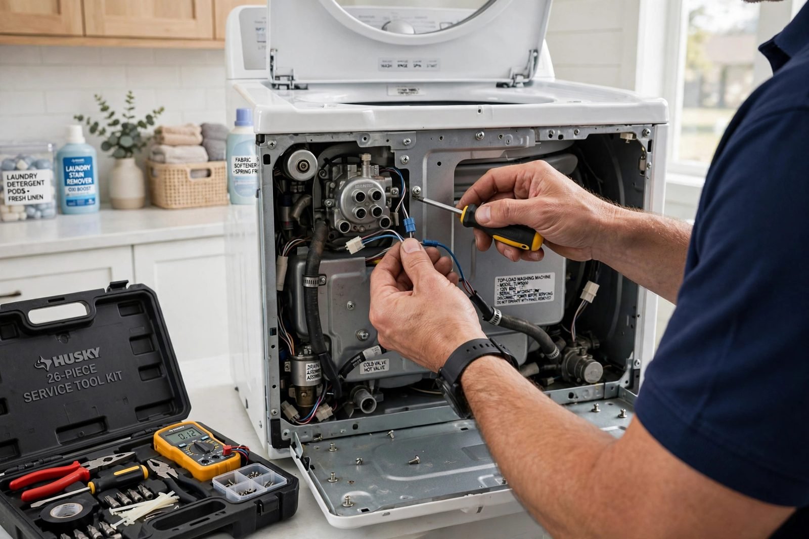 Technician repairing a washing machine in Jacksonville, FL
